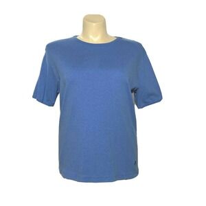 J Peterman Shirt XL Top Tee Blue Short Sl Scoop Ringer T Stretch Casual Comfy